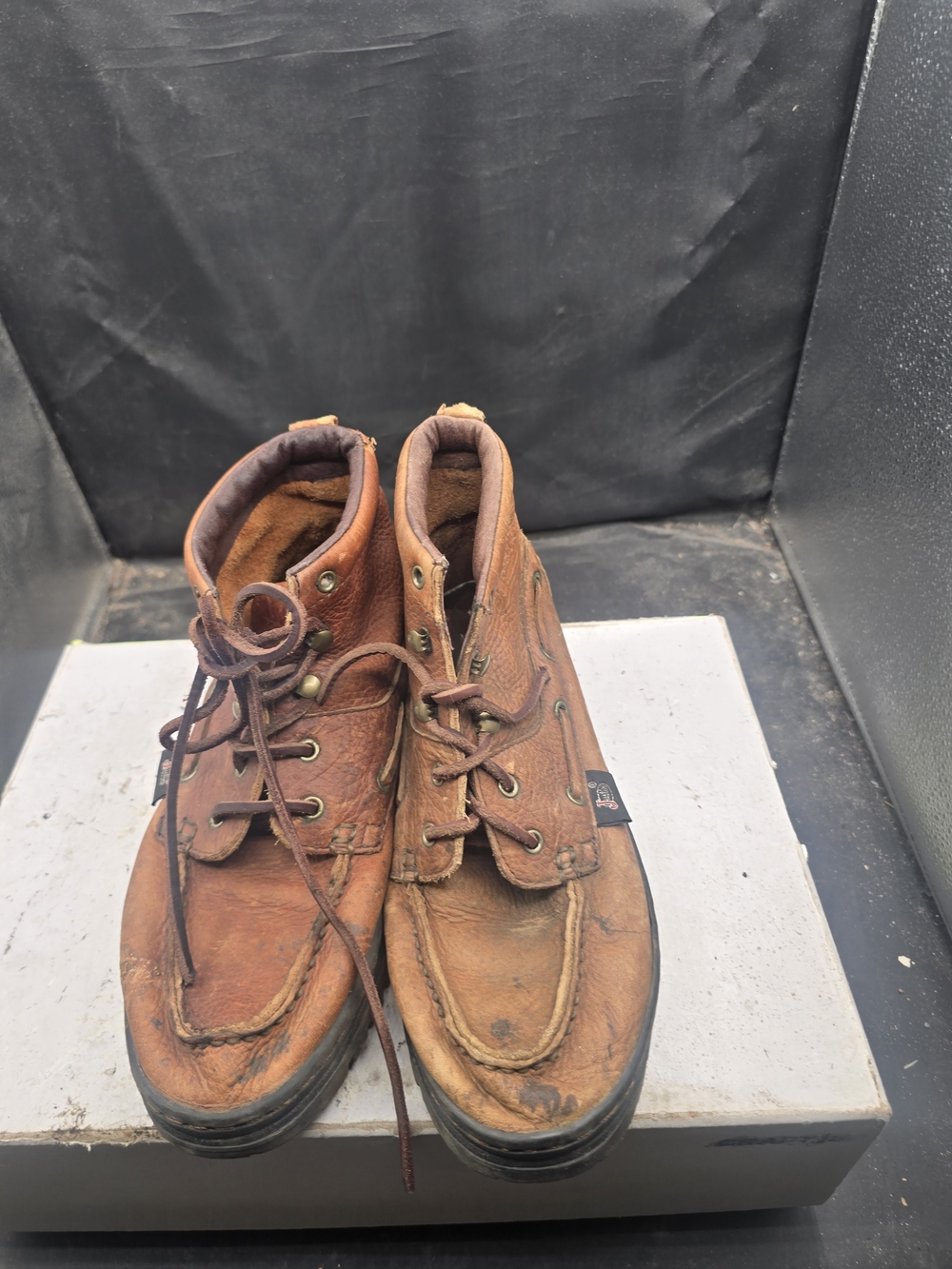 Justin Boots Brown Leather Lace-Up Ankle Booties